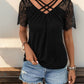 Perfee Lace Detail V-Neck Short Sleeve T-Shirt