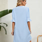 Notched Neck Flounce Sleeve Dress