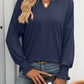 Mandy Textured Notched Lantern Sleeve T-Shirt