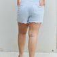 RISEN Katie Full Size High Waisted Distressed Shorts in Ice Blue