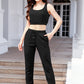 Waffle-Knit Cropped Tank and Drawstring Pants Set