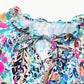 Printed Tie Neck Butterfly Sleeve Babydoll Top