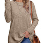 Ribbed Round Neck Long Sleeve Blouse