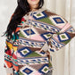 Celeste Full Size Geometric Exposed Seam Drawstring Hoodie