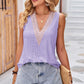 Eyelet V-Neck Wide Strap Tank