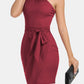 Tie Front One-Shoulder Sleeveless Dress