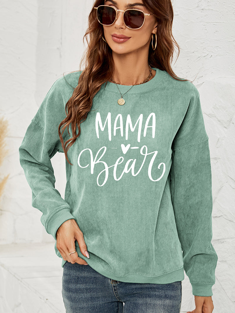 MAMA Graphic Round Neck Sweatshirt Gum Leaf