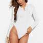 Half Button Round Neck Long Sleeve Bodysuit