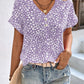 Printed V-Neck Short Sleeve Blouse