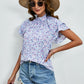 Ditsy Floral Mock Neck Flounce Sleeve Blouse