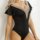 Ruffled V-Neck Cap Sleeve One-Piece Swimwear