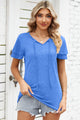 Tie Waist Flutter Sleeve Blouse Blue