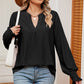 Eyelet Notched Long Sleeve T-Shirt