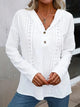 Drawstring Eyelet Long Sleeve Hoodie White