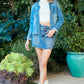 Veveret Button Up Raw Hem Denim Jacket