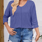 Lovelet Textured Round Neck Three-Quarter Sleeve Blouse