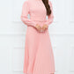 Round Neck Flounce Sleeve Pleated Dress