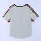 Leopard Bow Round Neck Half Sleeve T-Shirt