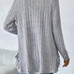 Ribbed Open Front Long Sleeve Cardigan with Pockets