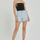 RISEN Full Size High Rise Distressed Detail Denim Shorts