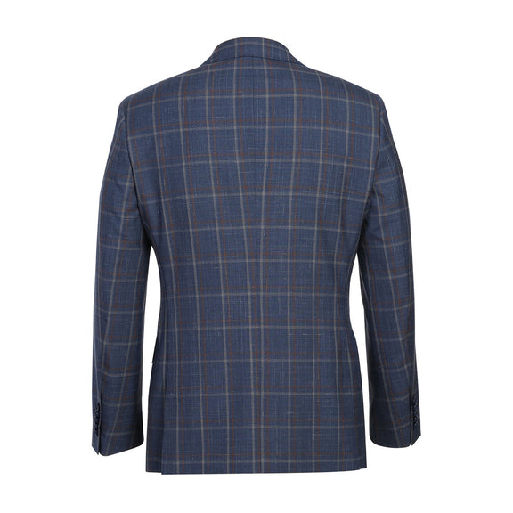 EL72-62-400 Light Steel Blue with Orange Check Wool Suit