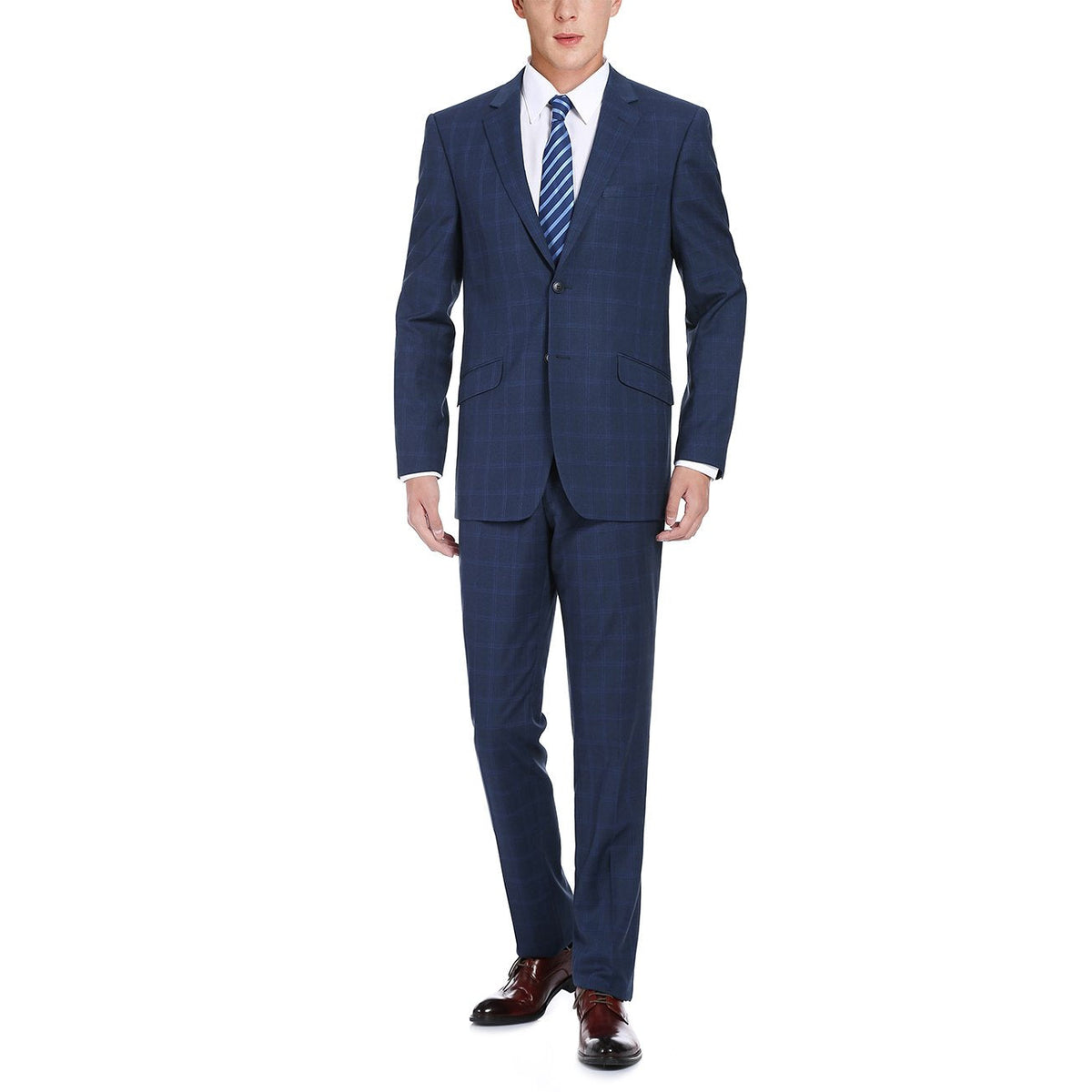 292-6 Men's Slim Fit 2-Piece Single Breasted Check Dress Suit