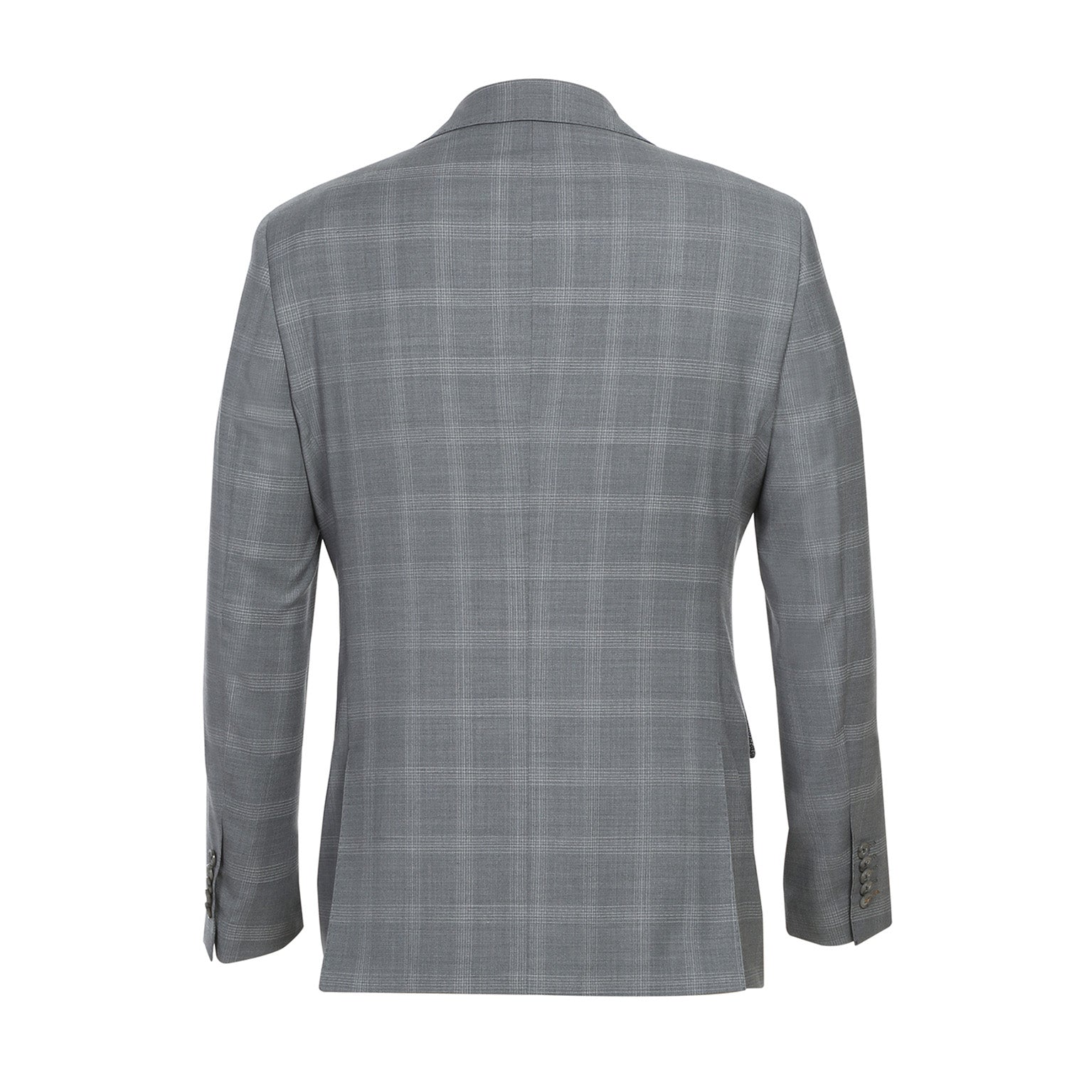EL72-62-092 Light Gray Window Pane Check Wool Suit