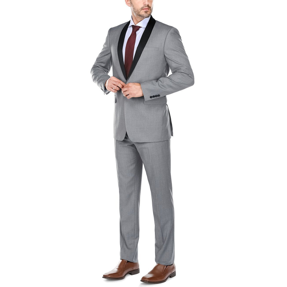 202-2 Men's Slim Fit 2-Piece Shawl Lapel Tuxedo Suit