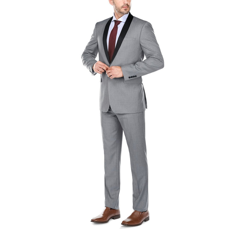 202-2 Men's Slim Fit 2-Piece Shawl Lapel Tuxedo Suit