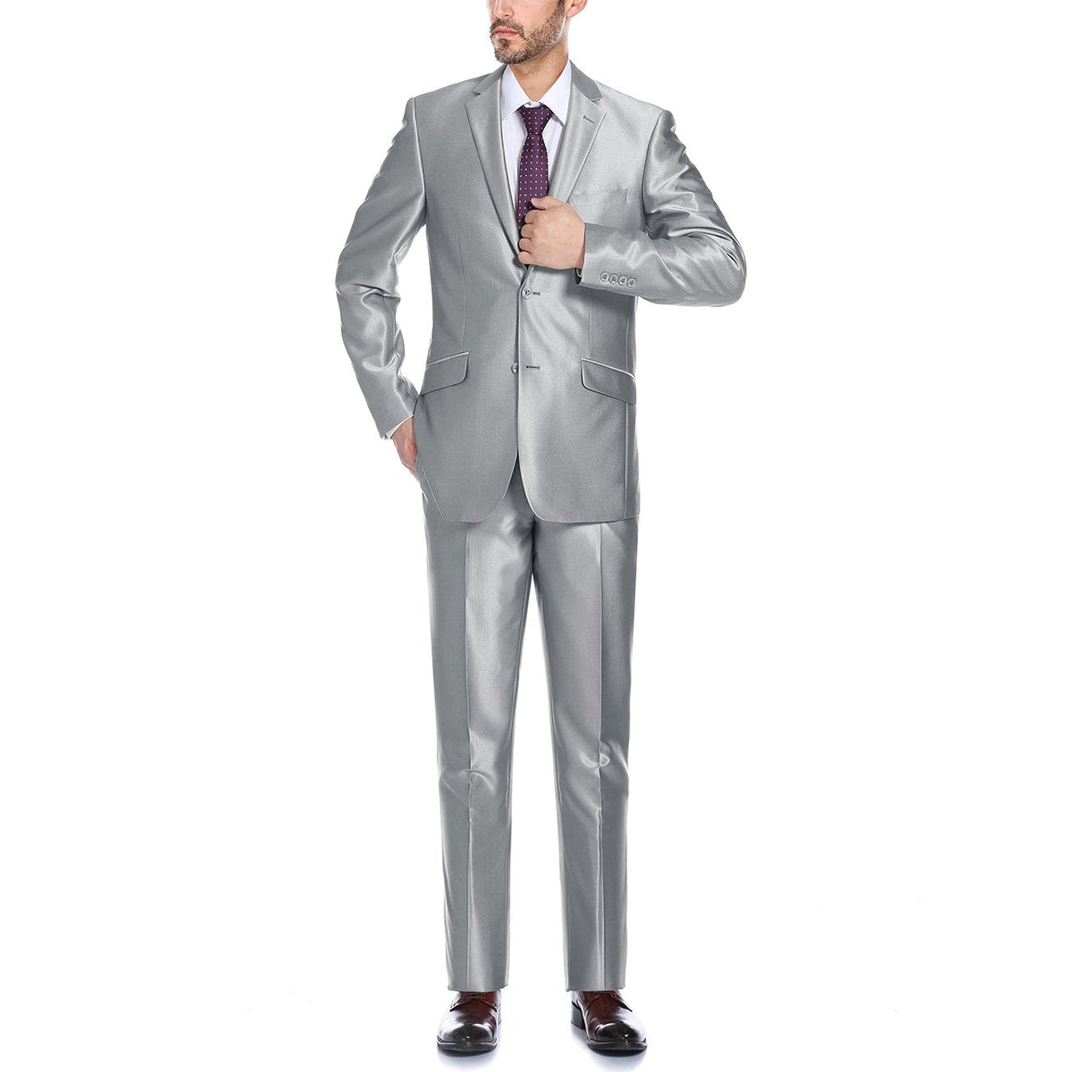 207-2 Men's Sharkskin Italian Styled Two Piece Suit