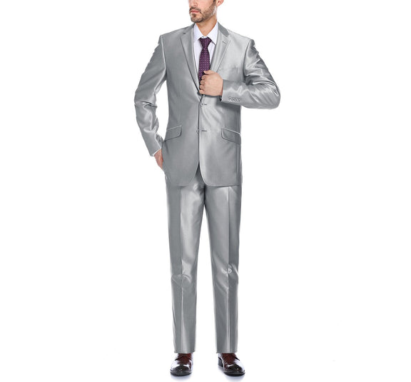 207-2 Men's Sharkskin Italian Styled Two Piece Suit