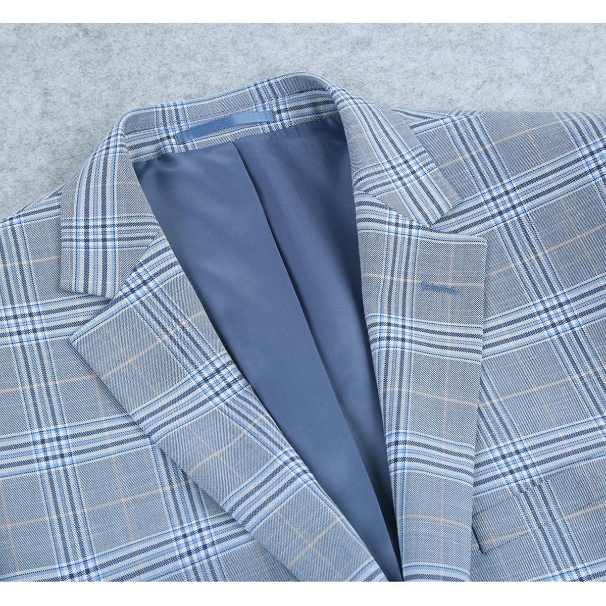 293-3 Men's 2-Piece Slim Fit Notch Lapel Stretch Windowpane Suit