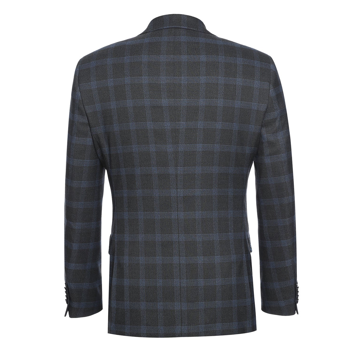 72-55-095EL Charcoal with Blue Check Notch Suit