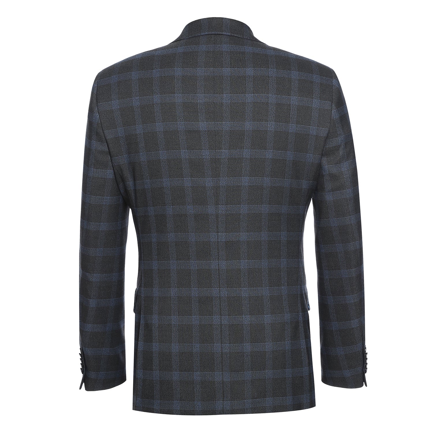 72-55-095EL Charcoal with Blue Check Notch Suit