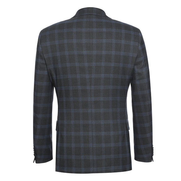 72-55-095EL Charcoal with Blue Check Notch Suit