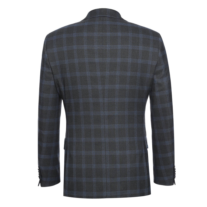 72-55-095EL Charcoal with Blue Check Notch Suit