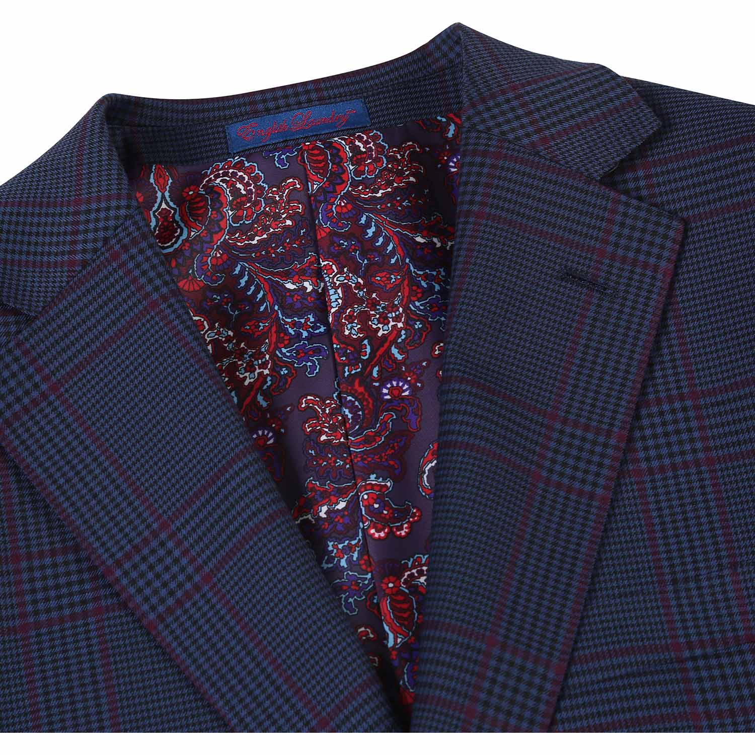 92-55-412EL Blue with Burgundy Check Suit