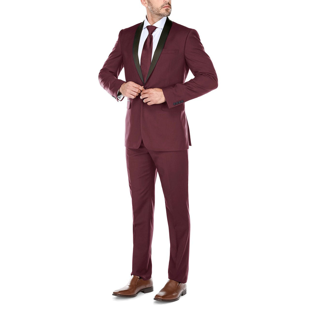 201-8 Men's Slim Fit 2-Piece Shawl Lapel Tuxedo Suit