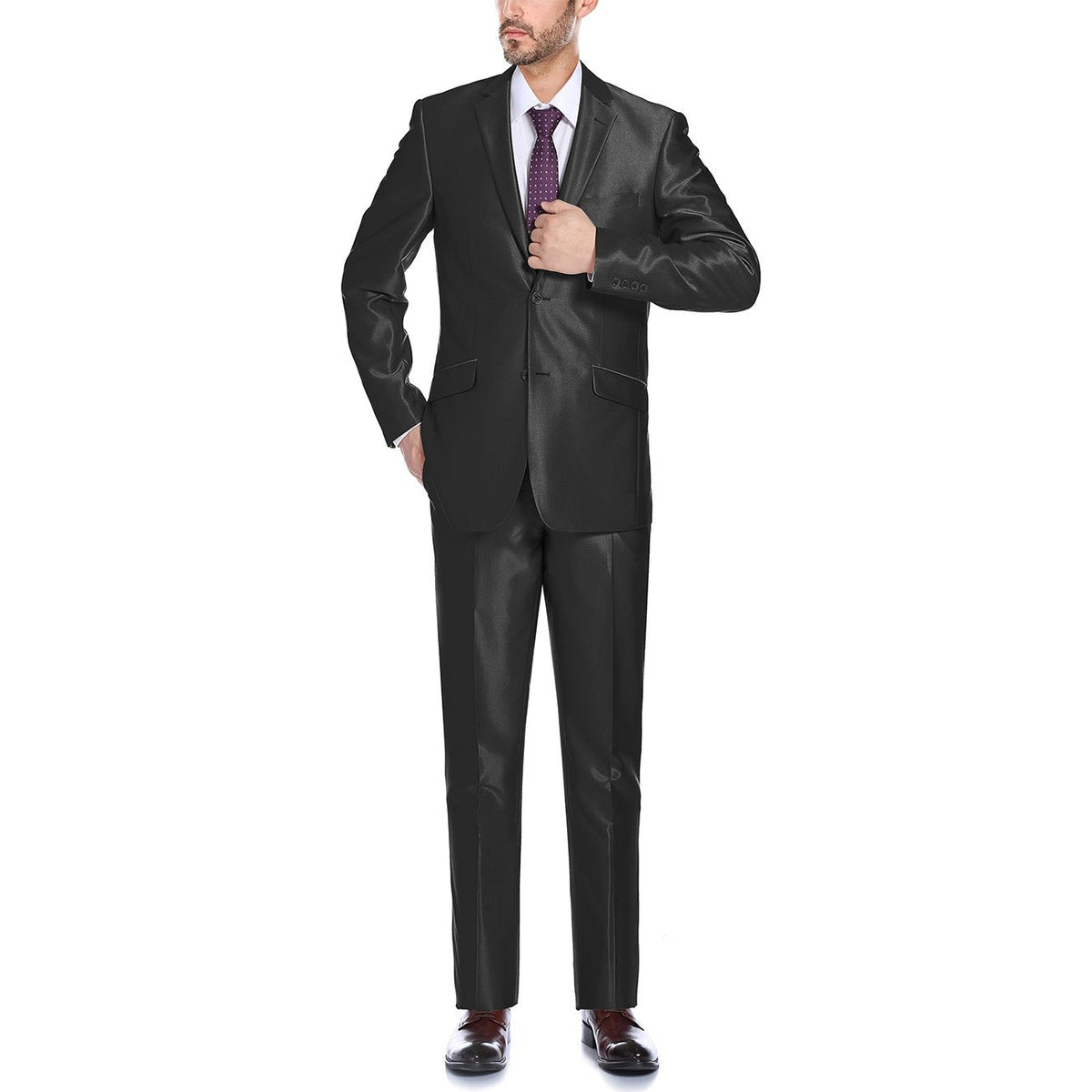 207-1 Men's Sharkskin Italian Styled Two Piece Suit