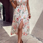 Floral Smocked Butterfly Sleeve Slit Dress