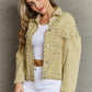 Frayed Trim Rivet Denim Jacket