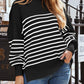 Striped Round Neck Long Sleeve Sweatshirt