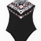 Geometric Print Tie Back One-Piece Swimsuit