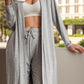 Open Front Long Sleeve Cardigan and Pants Lounge Set