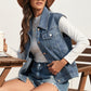 Pocketed Button Up Hooded Denim Jacket