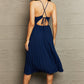 Tie Back Spaghetti Strap Pleated Dress