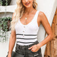 Striped Scoop Neck Buttoned Tank