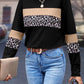 Leopard Round Neck Long Sleeve Blouse