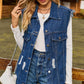 Sleeveless Button-Up Collared Denim Top with Pockets