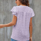 Swiss Dot Notched Cap Sleeve Blouse